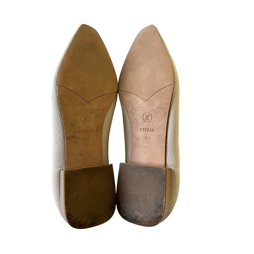VIVAIA Minnie Pro Square‎ Toe Pointed Low Block Heels in Almond
